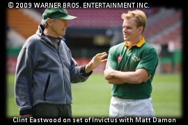 Clint Eastwood on set with Matt Damon